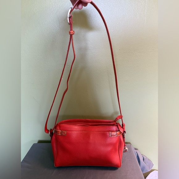 Brighton Vtg Burnt Orange Adjustable Crossbody Organizer Bag Croc Embossed - Picture 4 of 17